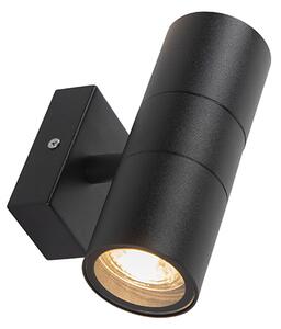 Lampă de perete exterioară neagră cu 2 lumini IP44 - Duo