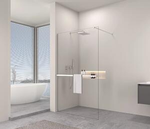 Erga Paris, Paravan de duș Walk-In 50x200 cm cu poliță și suport pentru prosoape, sticlă transparentă de 8 mm, profil cromat, ERG-V02-PARIS-050x200-C…