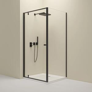 Erga Sydney, cabină de duș cu ușă cu un canat 80(uşă) x 80(perete) x 195 cm, sticlă transparentă de 6 mm, profil negru, ERG-V02-SYDNEY-D080G080-BK