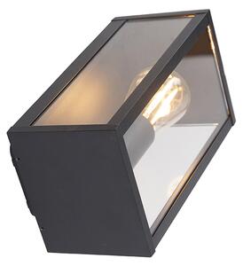 Aplică de perete industrială neagră 26 cm IP44 - Charlois