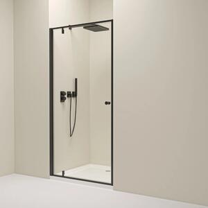 Erga Sydney, usa de dus cu balamale cu 1 cana pentru deschidere 80x195 cm, sticla transparenta 6 mm, profil negru, ERG-V02-SYDNEY-D080-BK