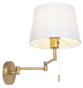 Aplică de perete din bronz cu capotă albă și braț reglabil - Ladas Deluxe