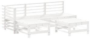 Set mobilier relaxare de grădină 5 piese alb lemn masiv de pin