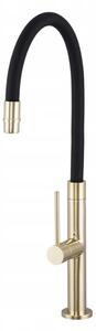 Baterie de bucătărie Gamma Flex Slim, înaltă, cu braț elastic h-480 mm, negru-auriu, GMA-BFXSL-GD