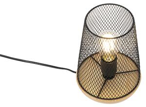 Lampă de masă de design neagră cu lemn - Bosk