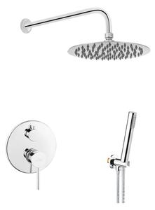 Invena Dafni, set de dus ascuns cu cap de dus cu efect de ploaie 25 cm, crom lucios, INV-BS-88-0O2-A