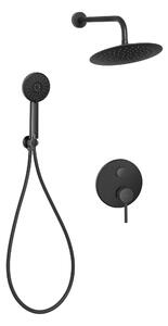 Invena Dafni, set de duș ascuns cu duș de mână și cabină 25 cm, negru mat, INV-BS-88-014-A