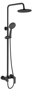 Invena Dokos, baterie cadă/duș cu manetă cu duș cu efect de ploaie 20cm, negru mat, INV-AU-19-B04-V
