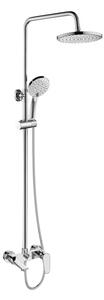 Invena Dokos, baterie de baie de perete cu set de duș cu duș cu efect de ploaie O20 cm, crom, INV-AU-19-B01-V