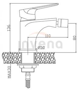 Invena Dokos, baterie bideu, alb lucios-crom, BB-19-002-V