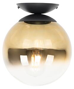 Plafonieră Art Deco neagră cu sticlă aurie - Pallon