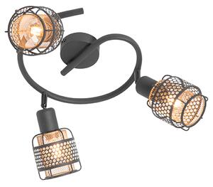 Plafoniera de design neagră cu auriu cu 3 lumini rotundă - Noud