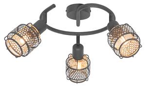 Plafoniera de design neagră cu auriu cu 3 lumini rotundă - Noud