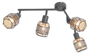 Plafoniera de design neagră cu aur 4 lumini ovală - Noud