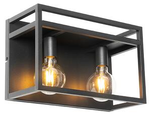 Lampă de perete industrială neagră cu raft 2 lumini - Cage Rack