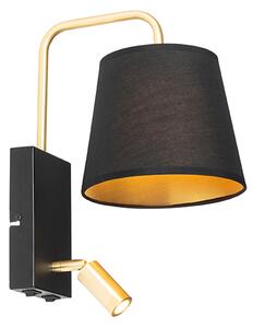 Aplică modernă neagră și aurie cu lampă de citit - Renier