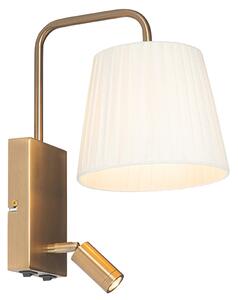 Lampă de perete modernă albă și bronz cu lampă de citit - Renier