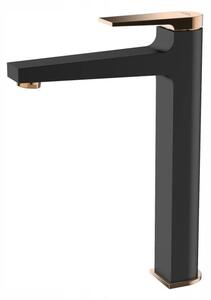 Invena Midnight, robinet pentru lavoar înalt, negru-aur roz, BU-35-W14-V