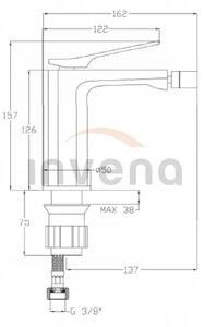 Invena Neri, baterie pentru bideu de sine statator, negru mat, BB-01-004-L