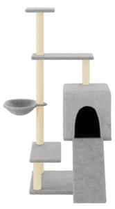 Ansamblu pisici, stâlpi din funie sisal, gri deschis, 130,5 cm