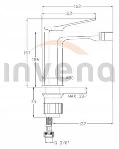 Invena Neri, baterie pentru bideu de sine statator, crom, BB-01-001-L