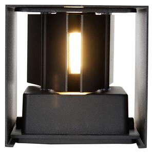 Aplică de perete exterioară neagră cu LED 2 lumini IP54 - Edwin