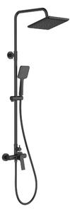 Invena Neri, baterie de duș cu manetă cu duș cu efect de ploaie 23x23 cm și cap de duș manual, negru mat, INV-AU-09-B04-L