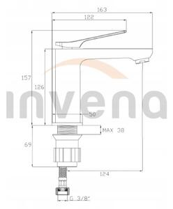 Invena Neri, baterie chiuveta, negru mat, BU-01-004-L