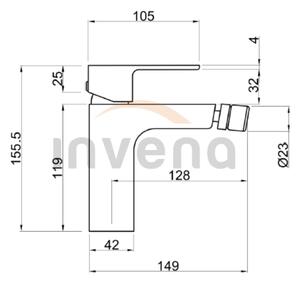 Invena Nyks, baterie pentru bideu de sine statator, crom lucios, INV-BB-28-001-S