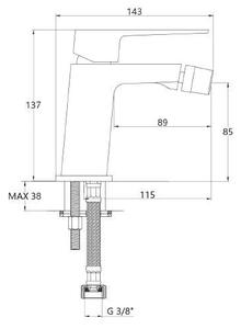 Invena Paros, baterie pentru bideu de sine stătătoare, negru mat, BB-09-004-A