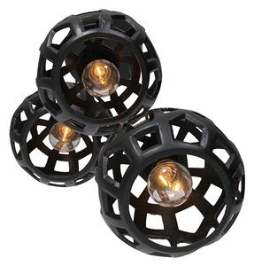 Lampă suspendată industrială neagră rotundă cu 3 lumini - Bobby
