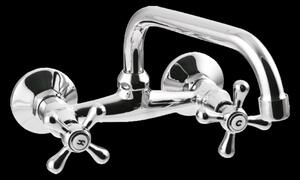 Invena Roma, baterie lavoar/chiuveta cu gura U, lungime 250 mm, crom, INV-BC-25-00S-L