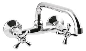 Invena Roma, baterie lavoar/chiuveta cu gura in U, lungime 200 mm, crom, INV-BC-24-00S-L