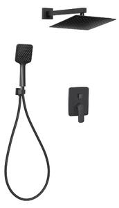 Invena Siros, set de duș ascuns cu cap de duș cu efect de ploaie 25x25 cm și cap manual, negru mat, INV-BS-90-011-A