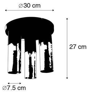 Plafoniera industriala neagra cu auriu rotund cu 3 lumini - Raspi
