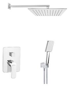 Invena Siros, set de duș ascuns cu cap de duș cu efect de ploaie 25x25 cm și cap manual, crom, INV-BS-90-0K2-A