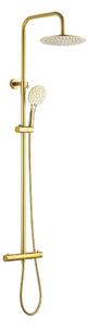 Invena Trend, set de dus cu robinet termostatic, dus cu efect de ploaie de mana si deasupra capului, auriu lucios, INV-AU-16-009-X