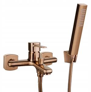 Invena Trend, baterie pentru cadă cu set de duș manual punct, cupru mat, INV-BW-02-014-V