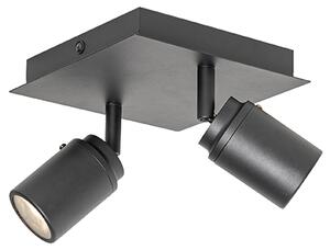 Spot modern pentru baie negru pătrat cu 2 lumini IP44 - Ducha