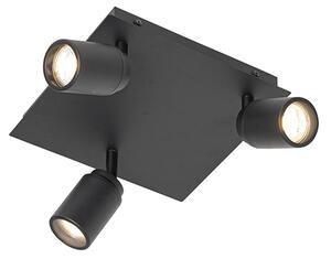 Spot modern pentru baie negru pătrat 3 lumini IP44 - Ducha