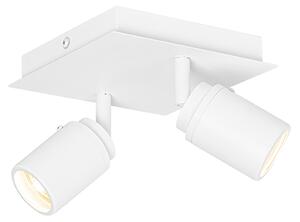 Spotlight modern pentru baie alb pătrat cu 2 lumini IP44 - Ducha