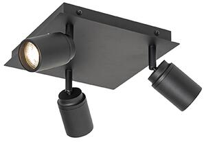 Spot modern pentru baie negru pătrat 3 lumini IP44 - Ducha
