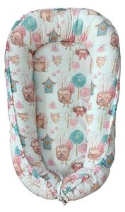 Baby nest din bumbac, Eko, Pink Owls