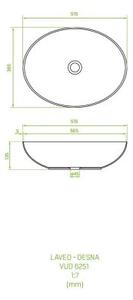 Laveo Desna, chiuveta 51x39 cm, chiuveta blat oval, alb, LAV-VUD_6251