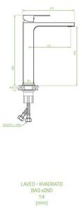 Laveo Kvadrato, suport pentru baterie lavoar h-285, crom, LAV-BLQ_02ND
