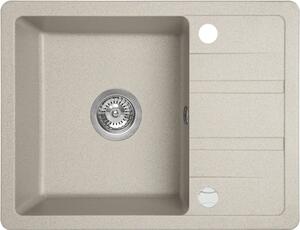 Laveo Stella, chiuvetă din granit cu 1 cameră 580x440x163 mm cu scurgere scurtă, bej, LAV-SBY_413T