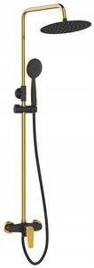 Laveo Rubio, set de dus cu robinet cu maneta 150 mm, negru mat-auriu lucios, LAV-PVR_7GOB