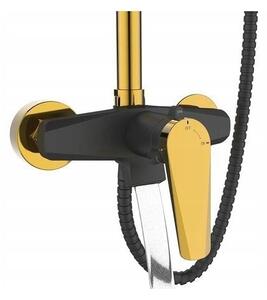 Laveo Rubio, set de dus cu robinet cu maneta 150 mm, negru mat-auriu lucios, LAV-PVR_7GOB