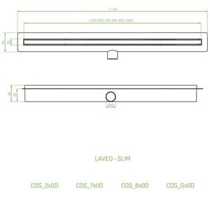 Laveo Slim, scurgere de duș 50 cm, negru, LAV-COS_750D