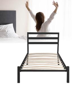Cadru pat metalic Bella cu grilaj cadou, in mai multe dimensiuni si culori-90x200 cm-negru
